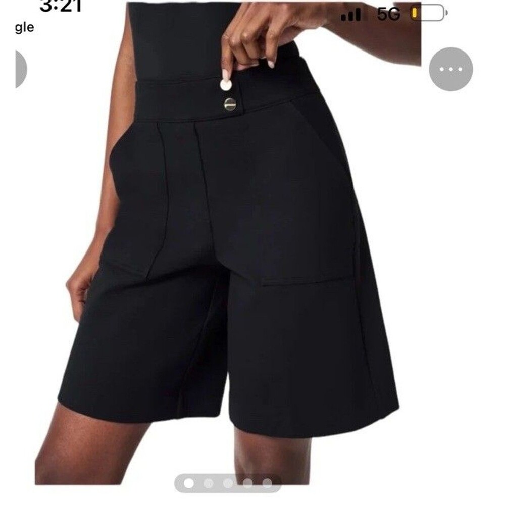 Spanx Women  Classic Black Ponte Button Tab Pocket Shorts Size Medium ,pull on - Picture 2 of 14